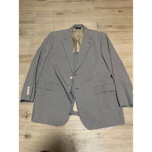 Brooks Brothers Mens Gingham Checkered Blazer Mens 100% Cotton Gray‎ Blue  43R